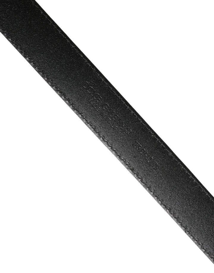 Dolce & Gabbana Men Black Calf Leather Logo Metal Buckle Belt