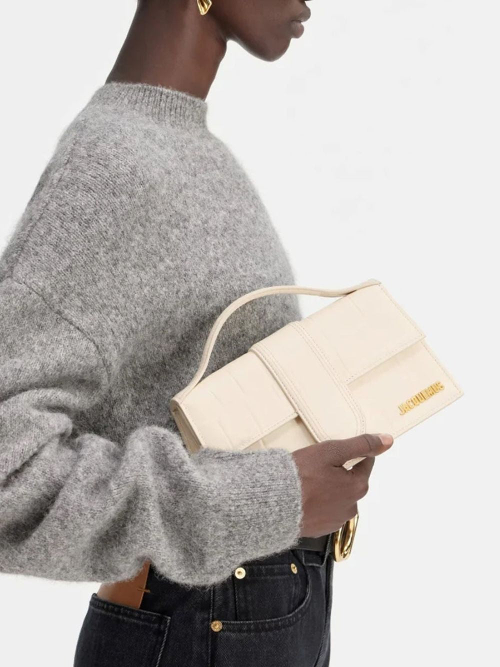 Jacquemus Ivory Cocco Le Grand Bambino Handbag – SEYMAYKA