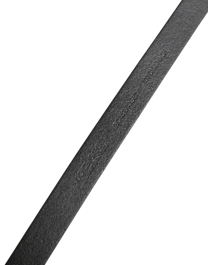 Dolce & Gabbana Men Black Leather Classic Metal Buckle Belt