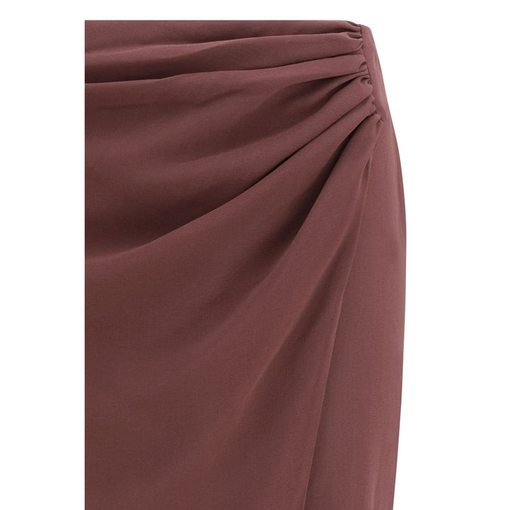 The Andamane Brown Silk Midi Skirt
