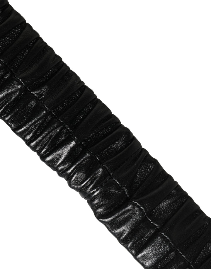 Dolce & Gabbana Black Leather Gold Heart Metal Buckle Belt