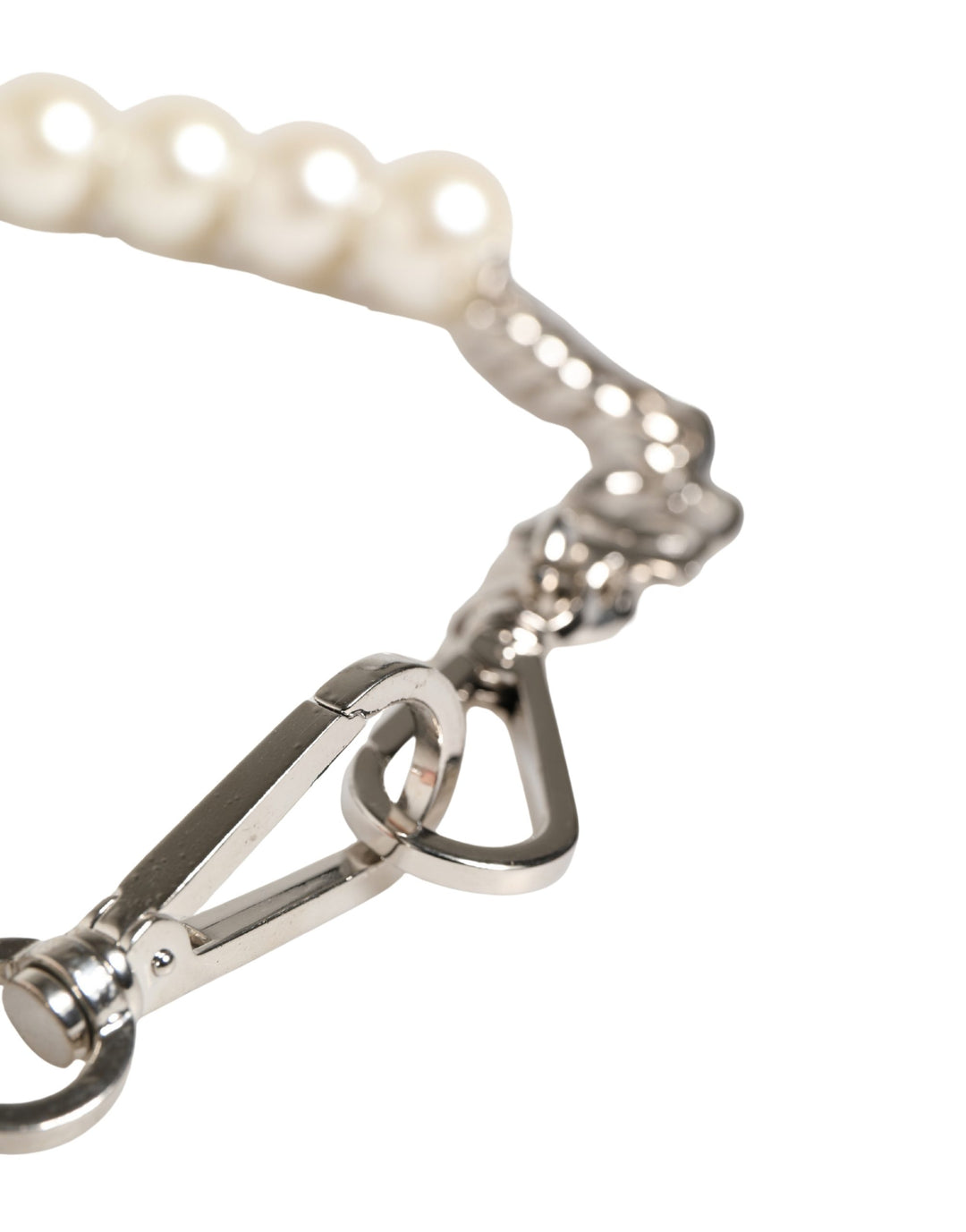 Dolce & Gabbana Black Leather Silver Chain Bag Accessory Shoulder Strap