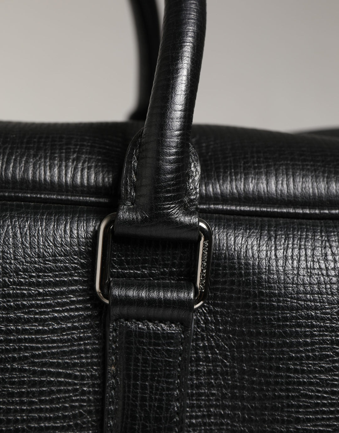 Dolce & Gabbana Black Car Man Applique Leather Weekender Borse Bag