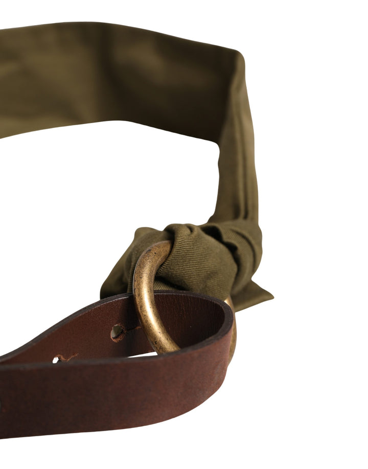Ermanno Scervino Army Green Cotton Round Buckle Waist Belt