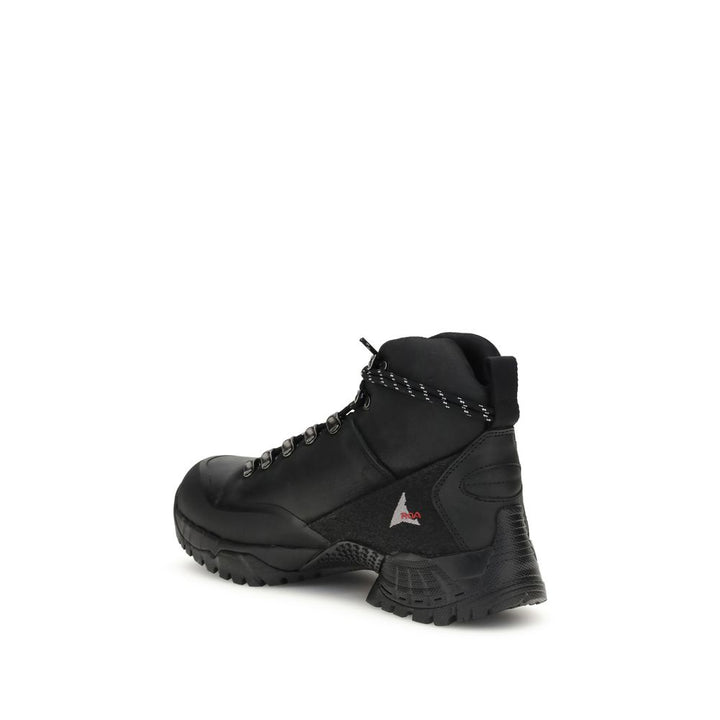 ROA Black Leather Lace-Up Boots