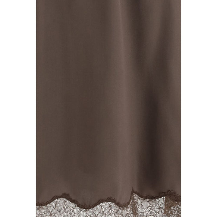 Magda Butrym Brown Silk Midi Skirt