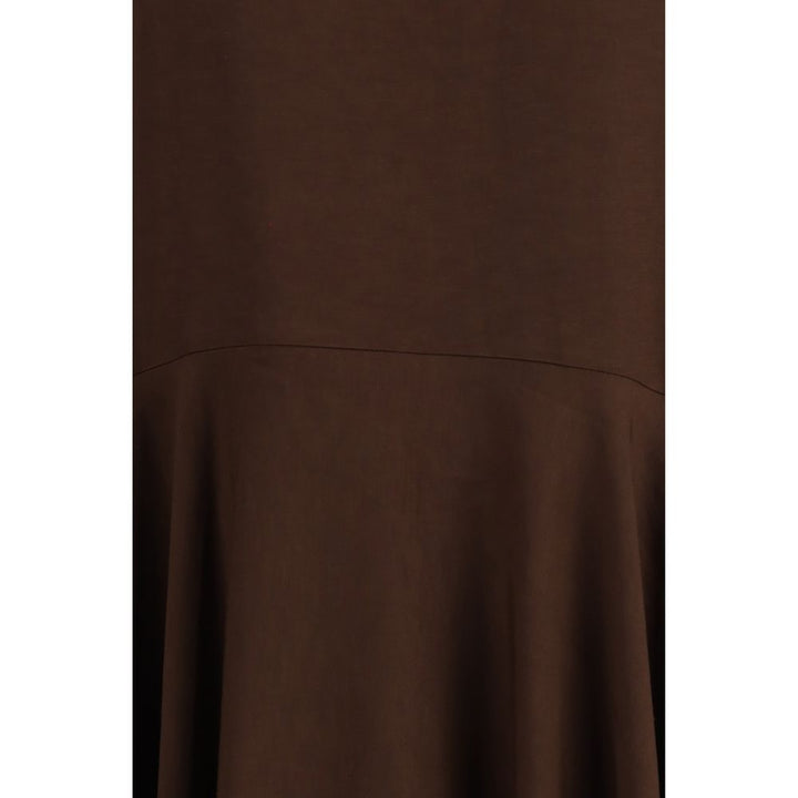 P.A.R.O.S.H. Brown Linen Casual Dress
