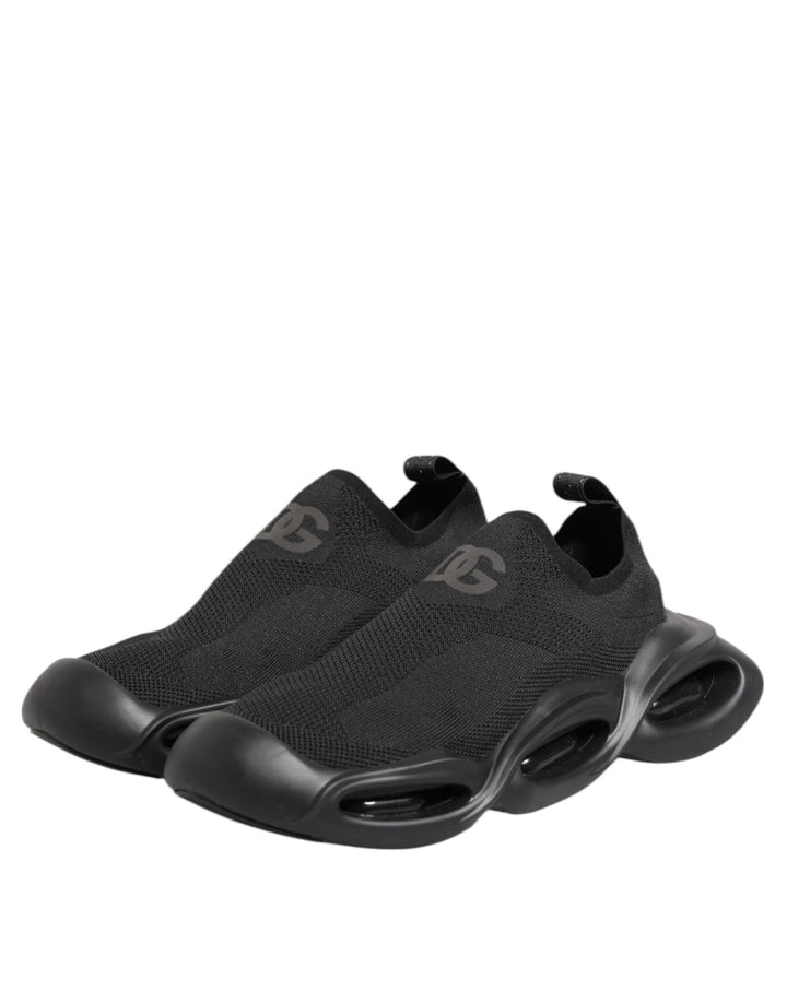 Dolce & Gabbana Black Slip On Wave Low Top Sneakers Shoes