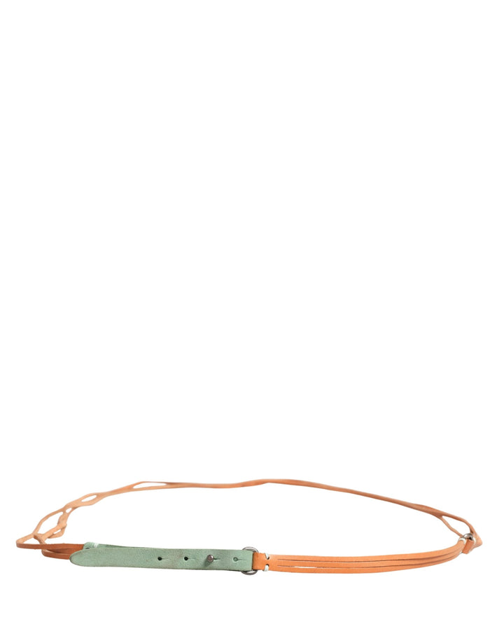 Scervino Street Brown Leather Silver Tone Buckle Waist Belt