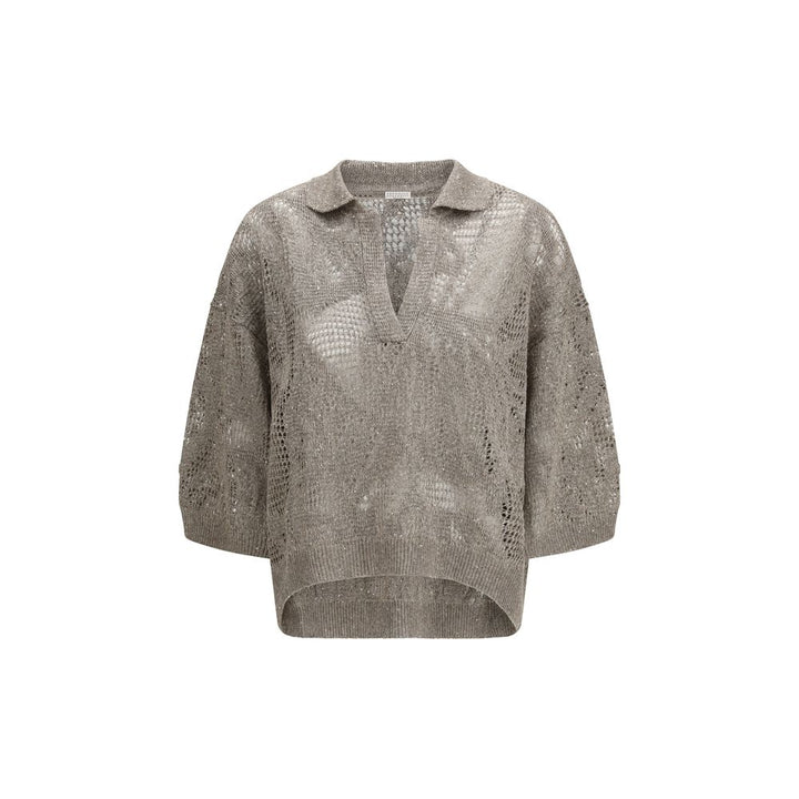 Brunello Cucinelli Beige Linen Polo Shirt