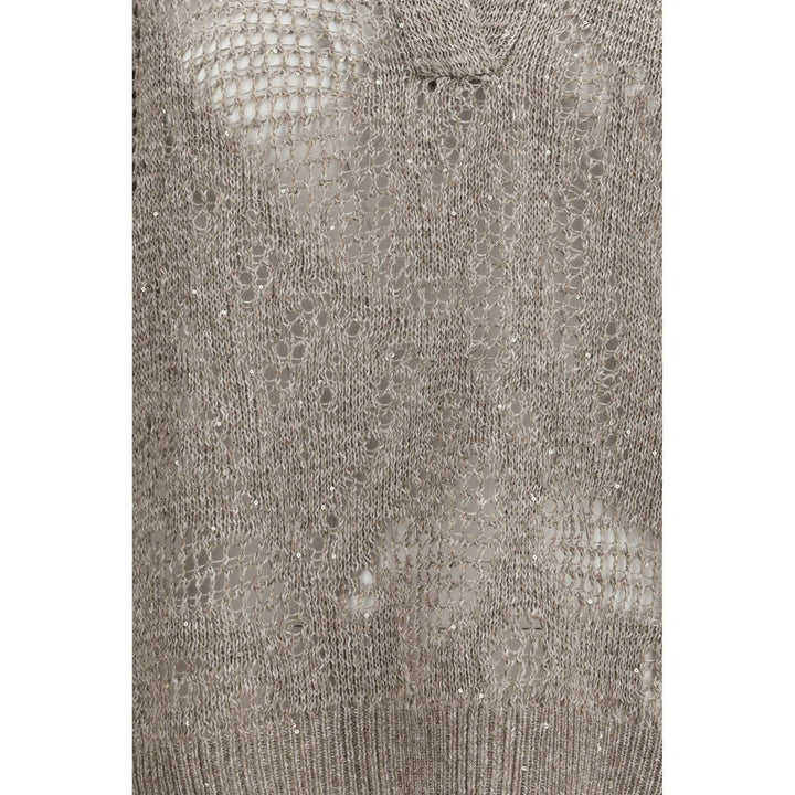 Brunello Cucinelli Beige Linen Polo Shirt