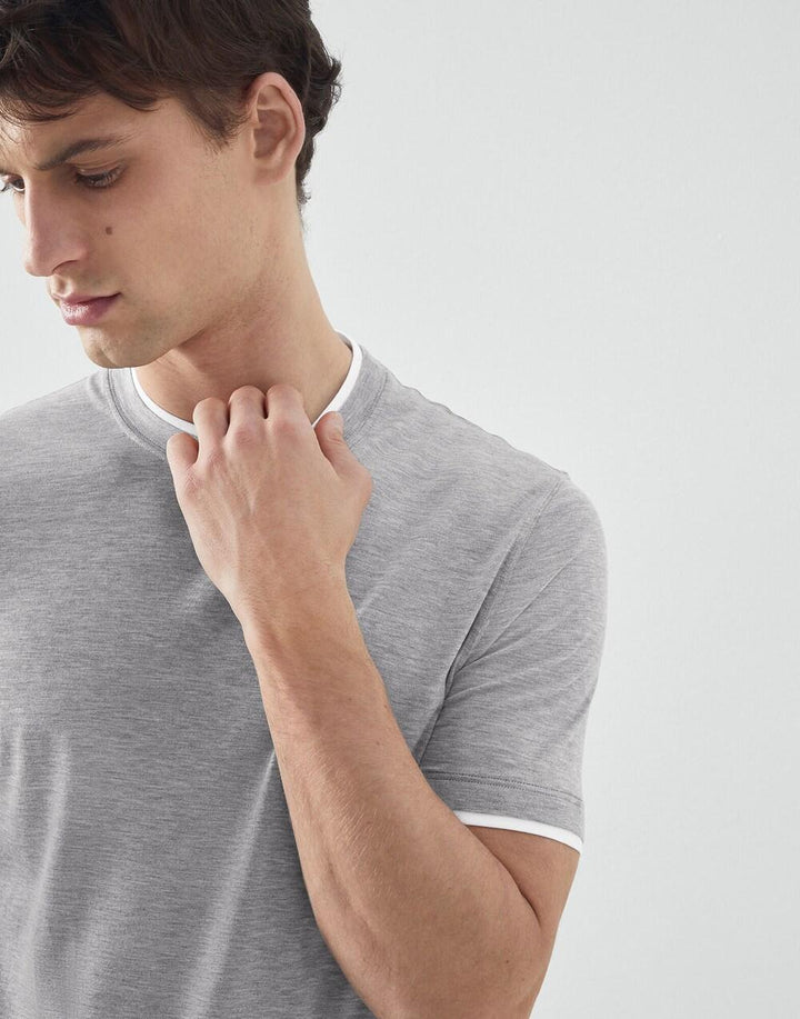 Brunello Cucinelli Gray Silk T-Shirt