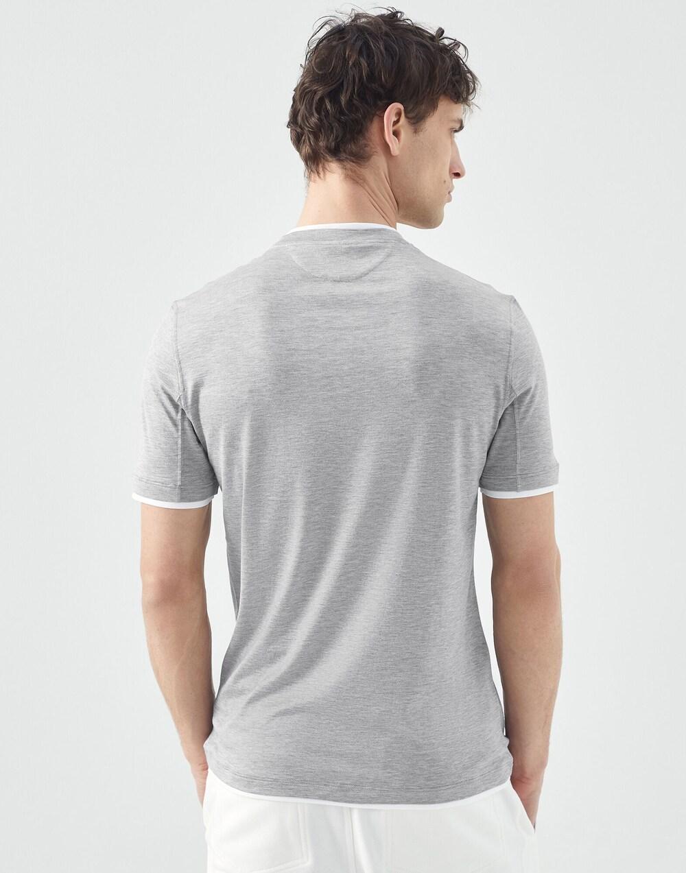 Brunello Cucinelli Gray Silk T-Shirt