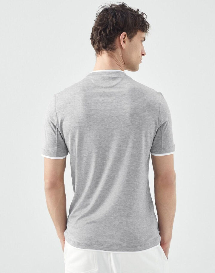 Brunello Cucinelli Gray Silk T-Shirt