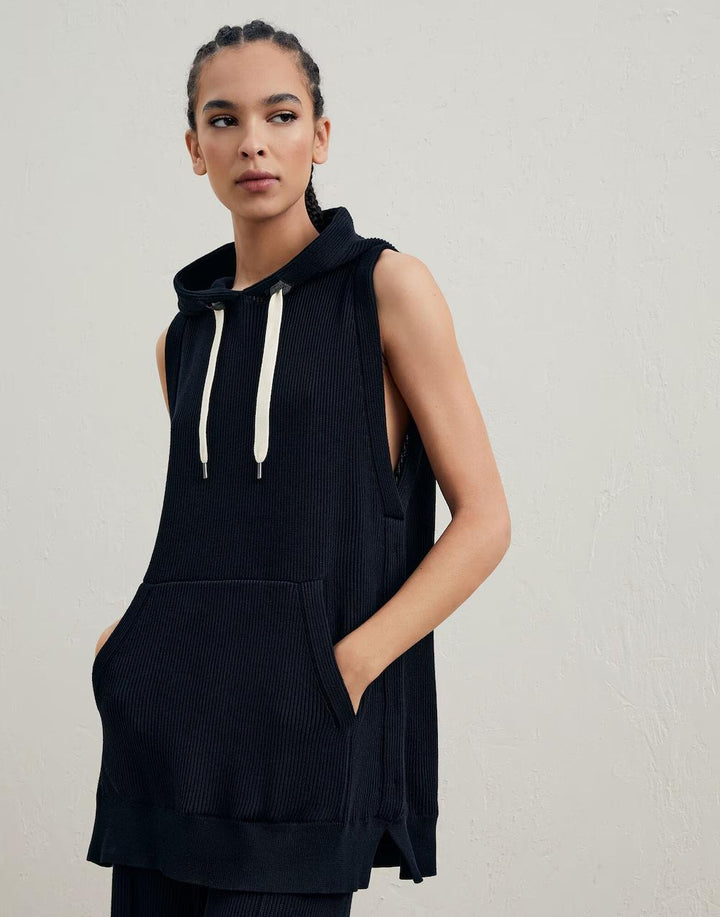 Brunello Cucinelli Black Cotton Sleeveles Sweater