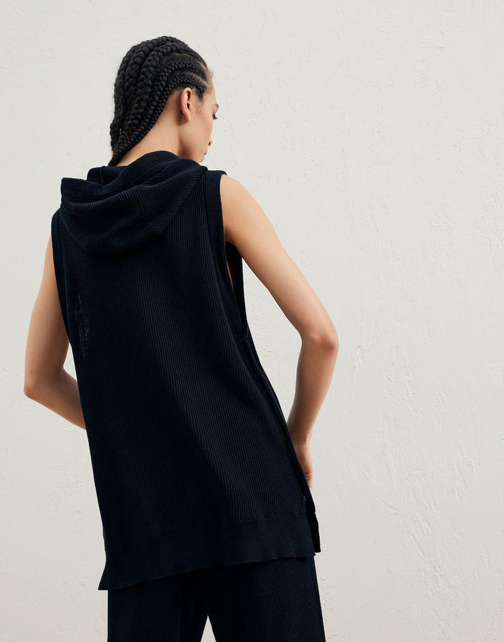 Brunello Cucinelli Black Cotton Sleeveles Sweater