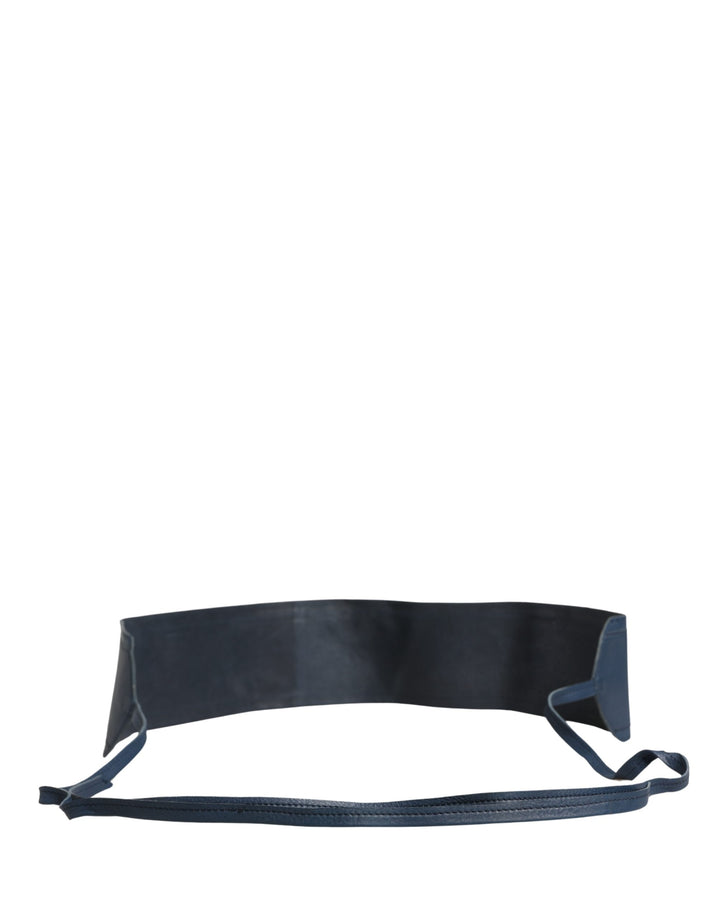 Ermanno Scervino Blue Leather Wide Waist Women Cintura Belt