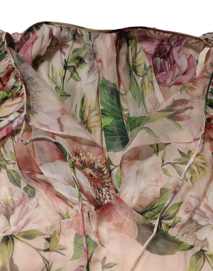 Dolce & Gabbana Multicolor Floral Silk Layered Maxi Dress