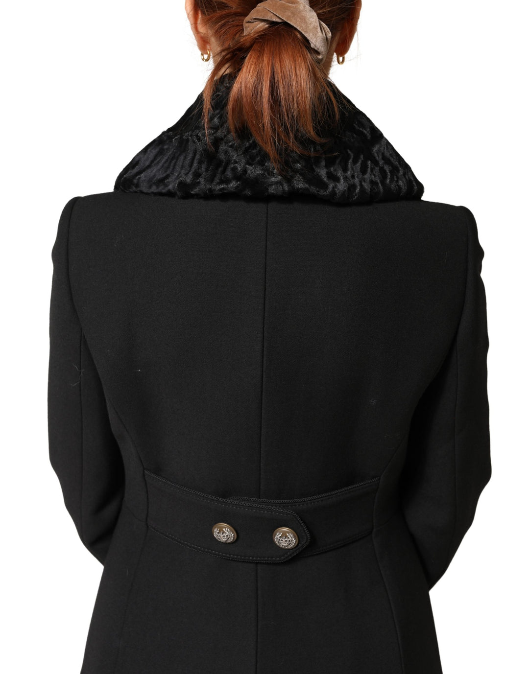 Dolce & Gabbana Black Lamb Fur Women Neck Warmer Winter Scarf