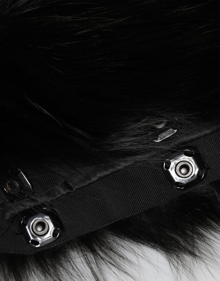 Dolce & Gabbana Black Fur Shoulder Collar Wrap Shawl Scarf