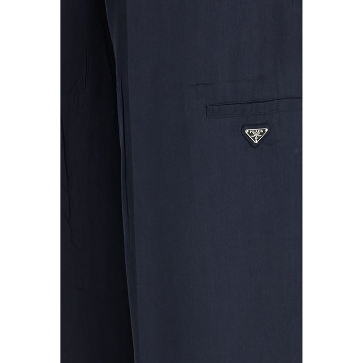 Prada Blue Silk Casual Pants