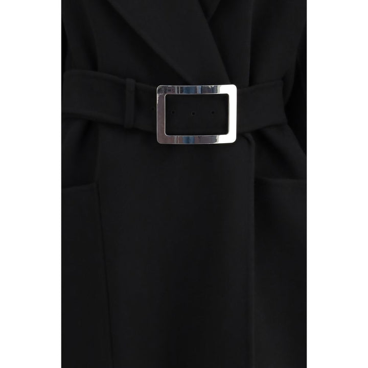Max Mara Black Fleece Wool Coat