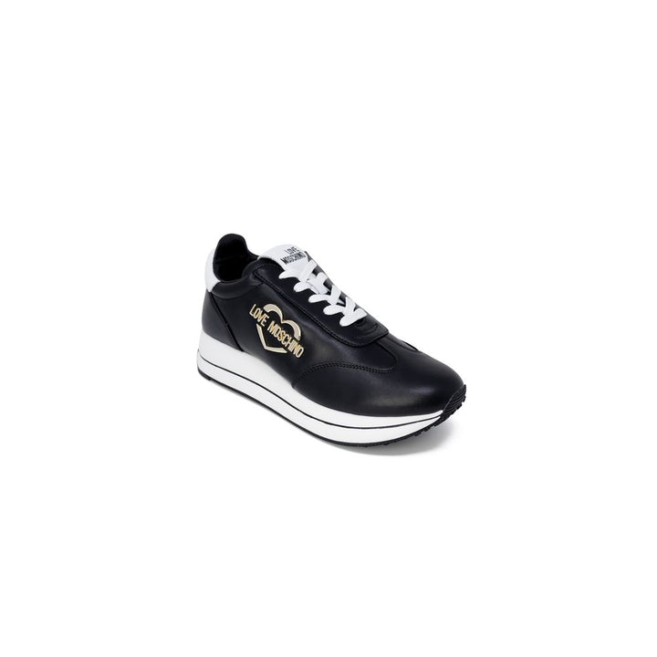 Love Moschino Black Leather Low Top Sneakers