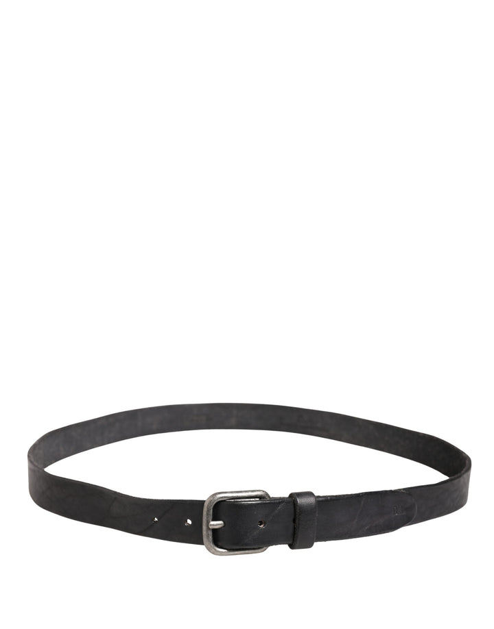 Daniele Alessandrini Men Black Leather Metal Buckle Belt