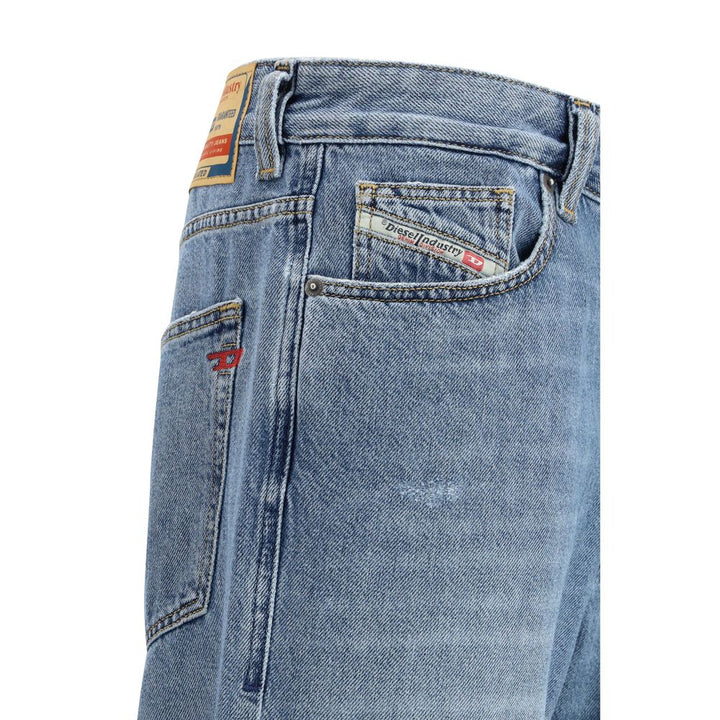 Diesel Blue Cotton Relaxed Fit Jeans