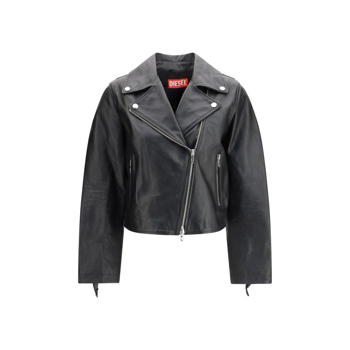 Diesel Black Calf Leather Bos Taurus Leather Jacket