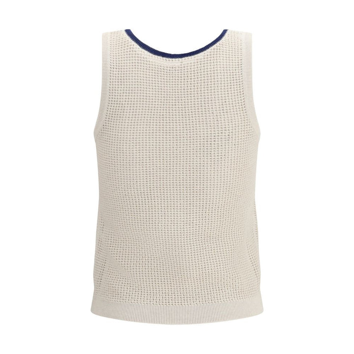 Brunello Cucinelli Beige Cotton Sleeveles T-Shirt