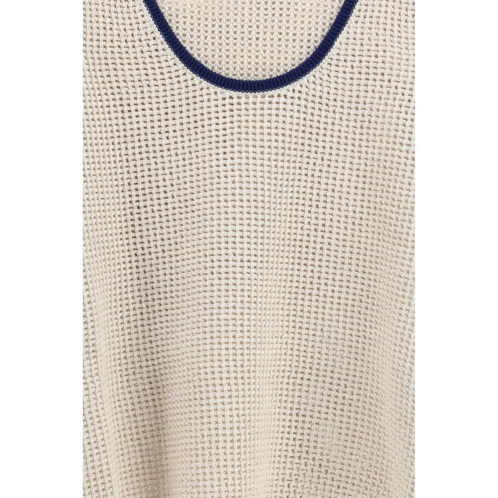 Brunello Cucinelli Beige Cotton Sleeveles T-Shirt