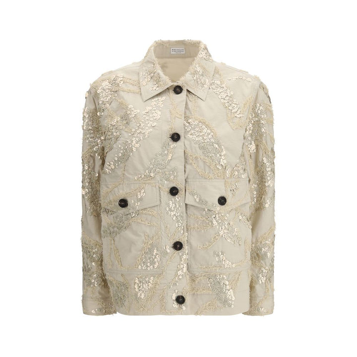 Brunello Cucinelli Beige Cotton Full-Length Jacket