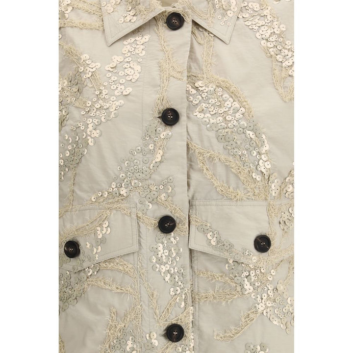 Brunello Cucinelli Beige Cotton Full-Length Jacket