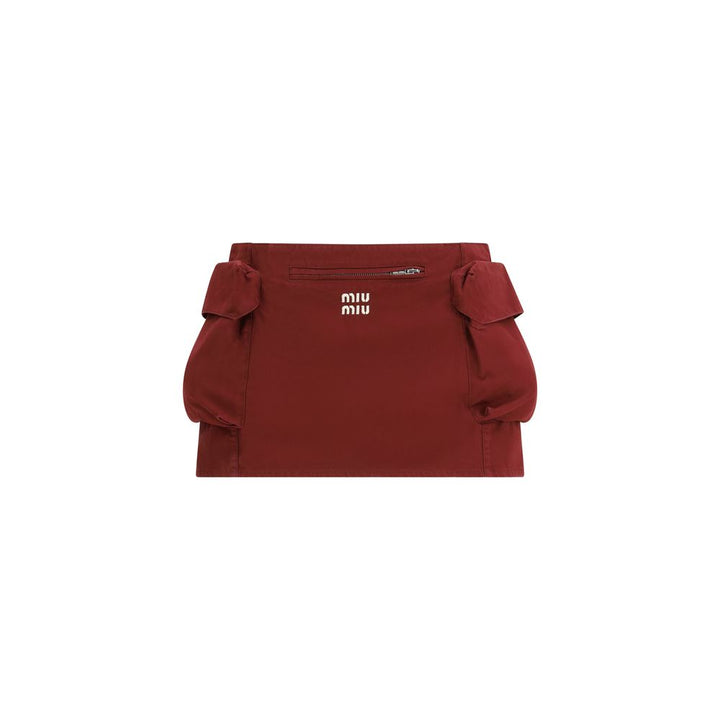 Miu Miu Bordeaux Cotton Mini Skirt