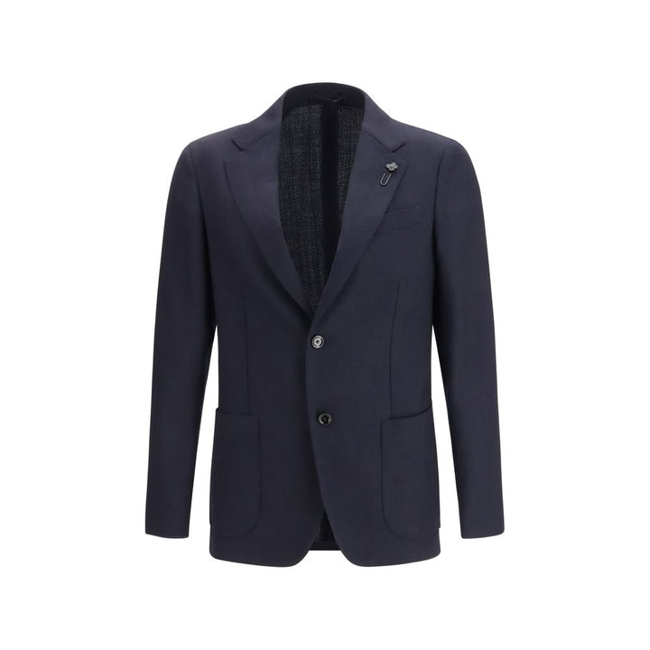 Lardini Blue Fleece Wool Blazer