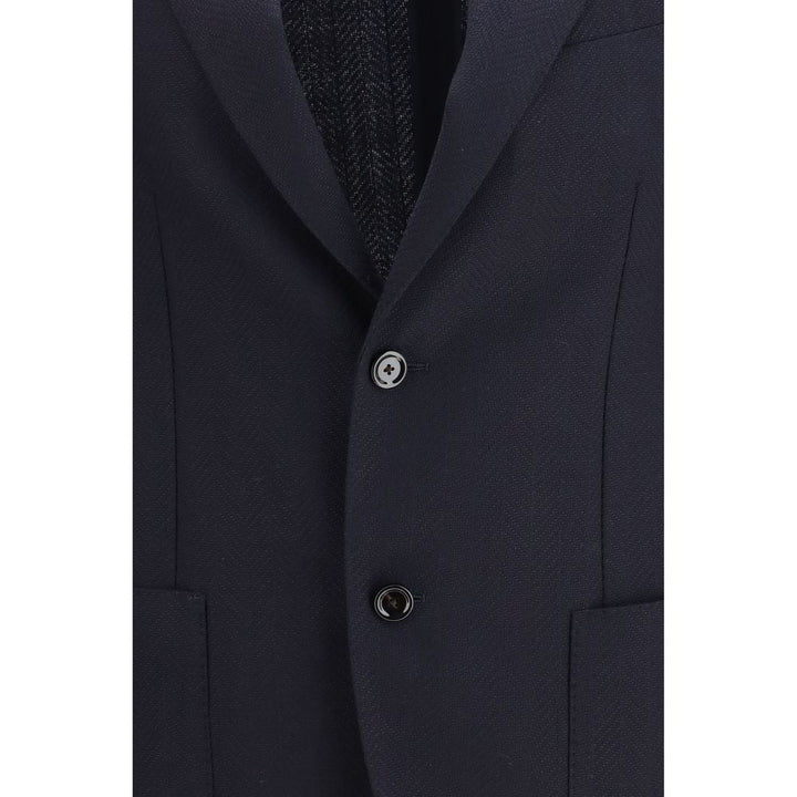 Lardini Blue Fleece Wool Blazer