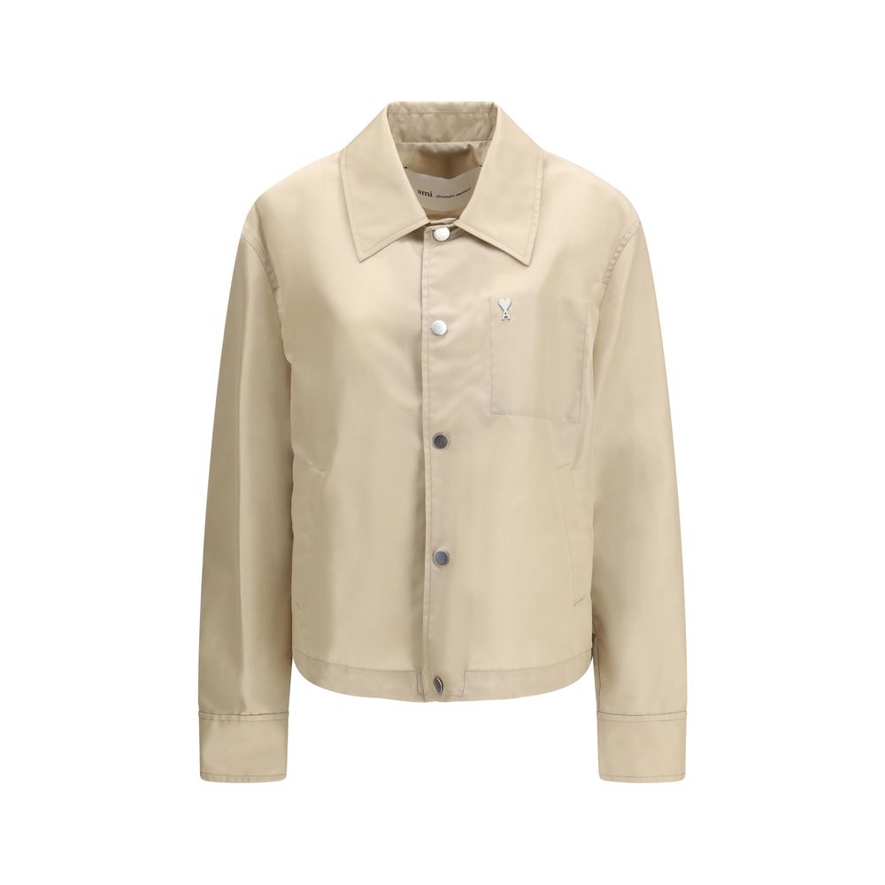 Ami Paris Beige Polyamide Trench Coat