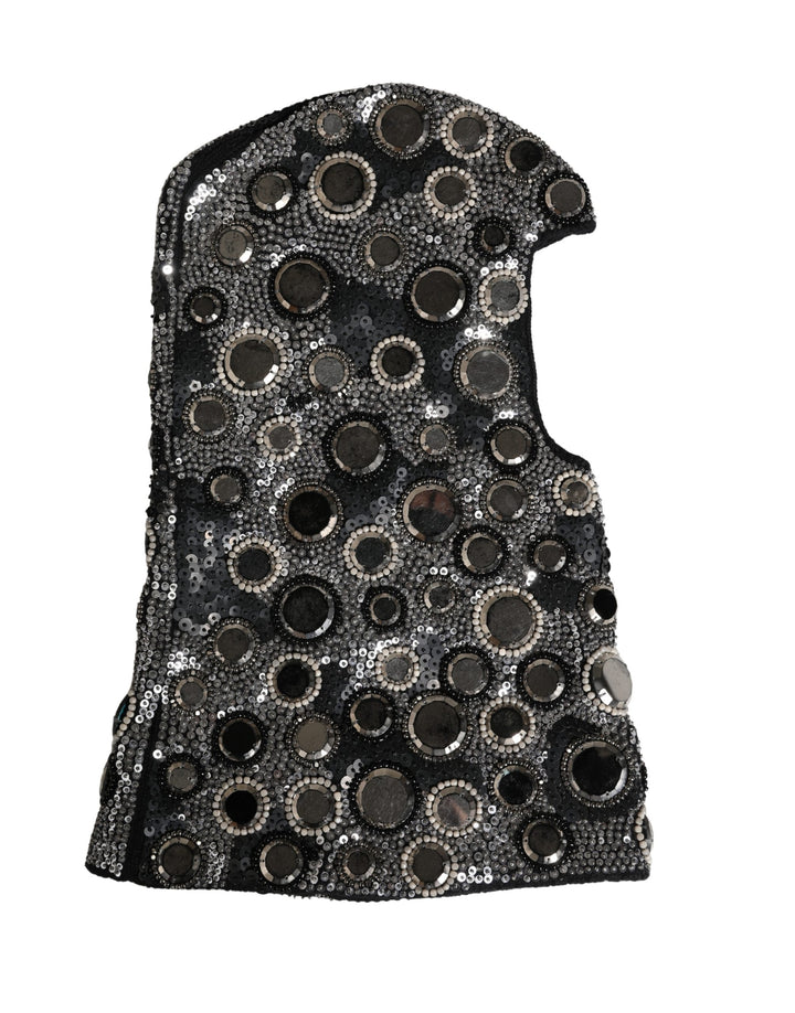 Dolce & Gabbana Black Wool Crystal Embellished Balaclava Hat