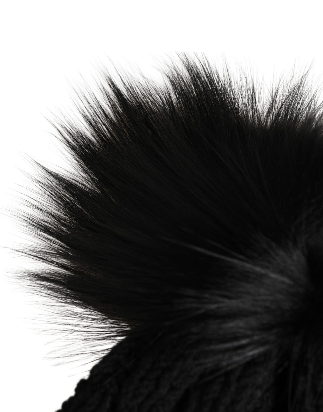 Dolce & Gabbana Black Acrylic Knitted Fur Winter Beanie