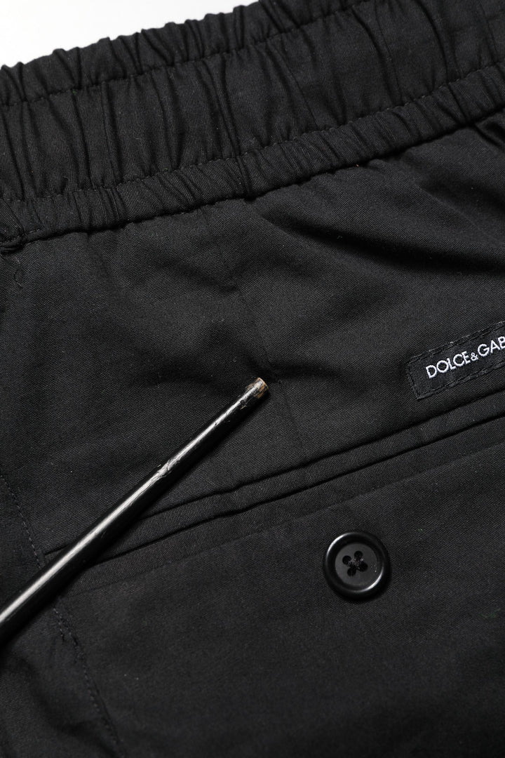 Dolce & Gabbana Black Cotton Skinny Men Jogger Trouser Pants