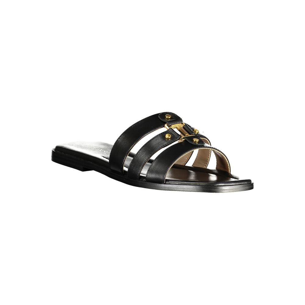 Twinset Black Leather Women Sandal