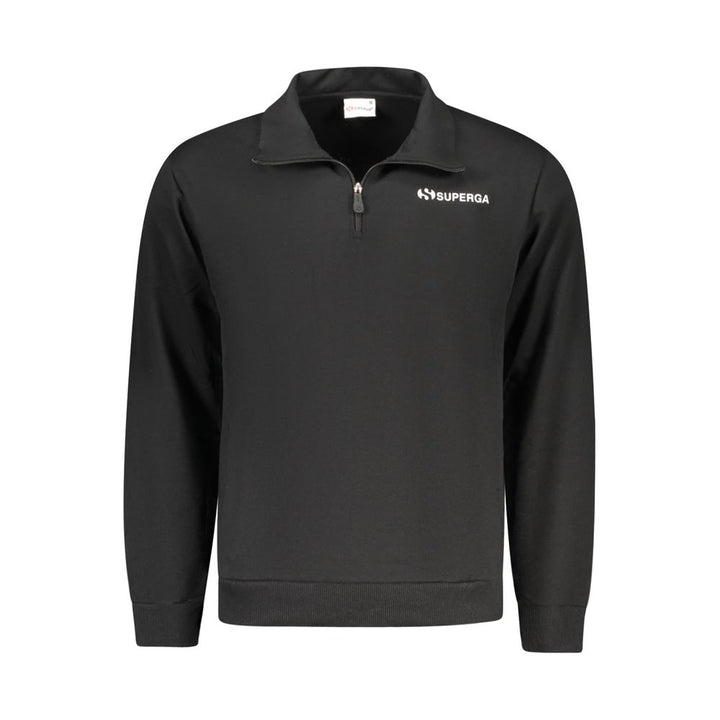 Superga "Black Cotton Men's Sweatshirt with Half Zip and Pockets"