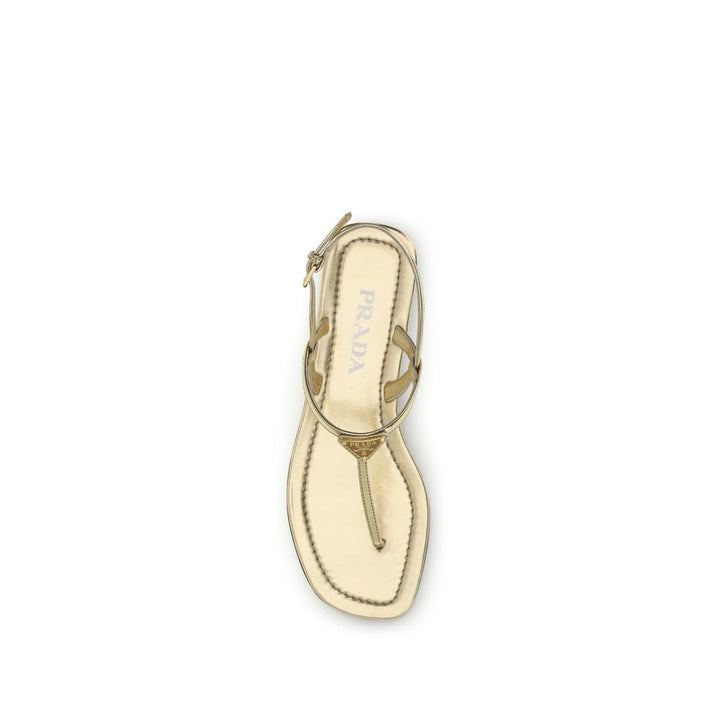 Prada Silver Calf Leather Bos Taurus Flat Sandals
