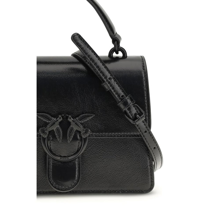 PINKO Black Calf Leather Bos Taurus Shoulder Bag