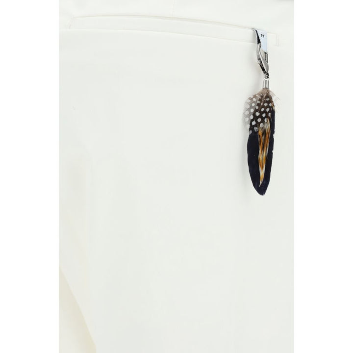 PT Torino White Cotton Casual Pants