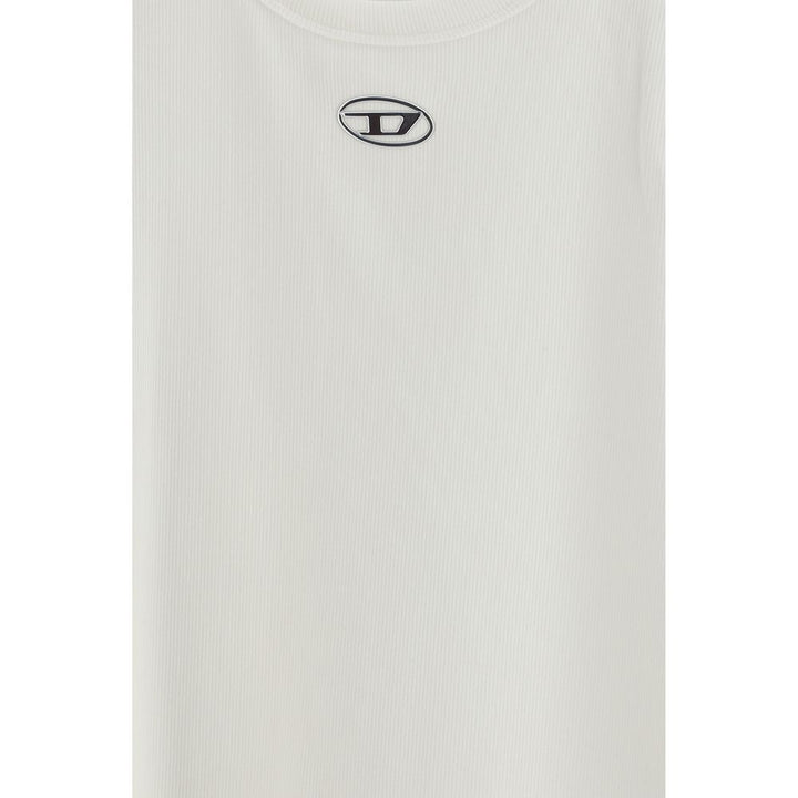 Diesel White Cotton Sleeveles T-Shirt