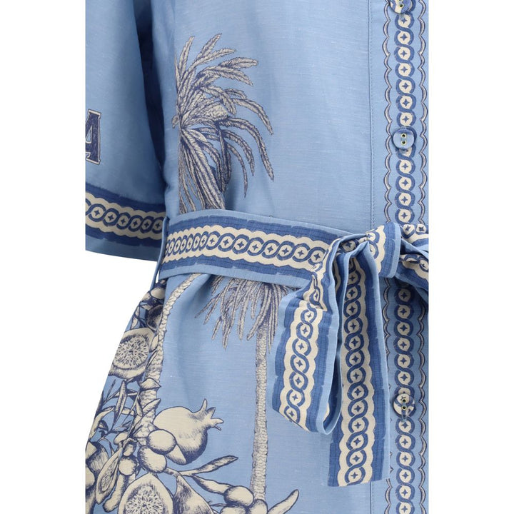 Alemais Blue Linen Casual Dress