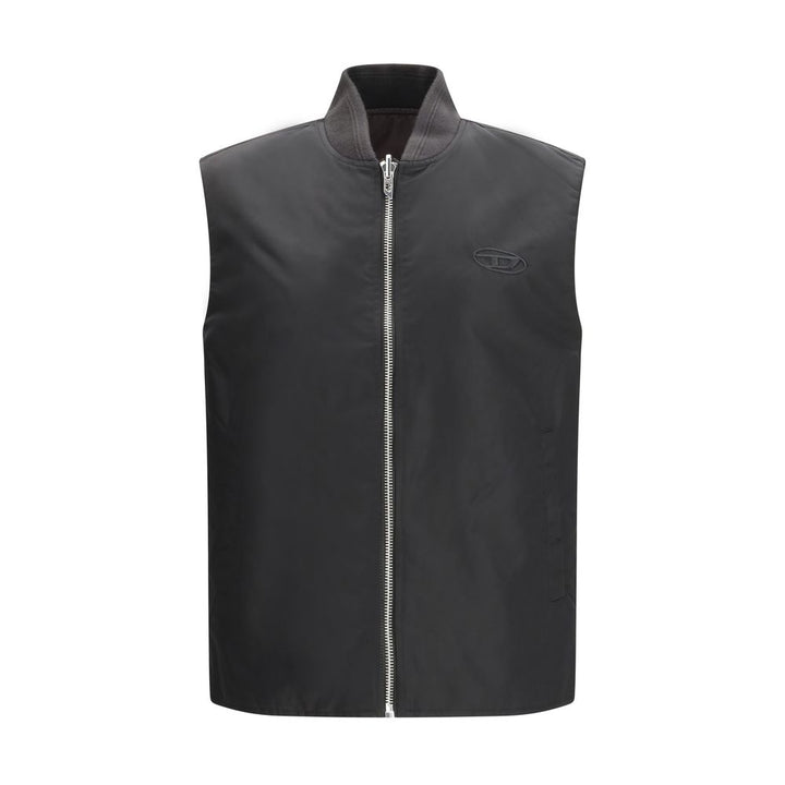 Diesel Brown Polyamide Sleeveless Jacket