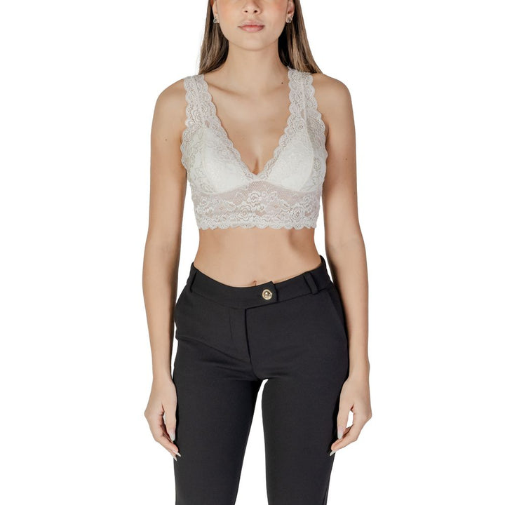Only White Polyester Bra